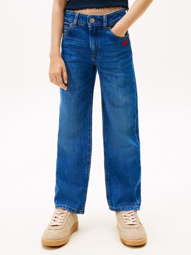 Blue Blugi Girlfriend Cu Broderie Logo  Fete