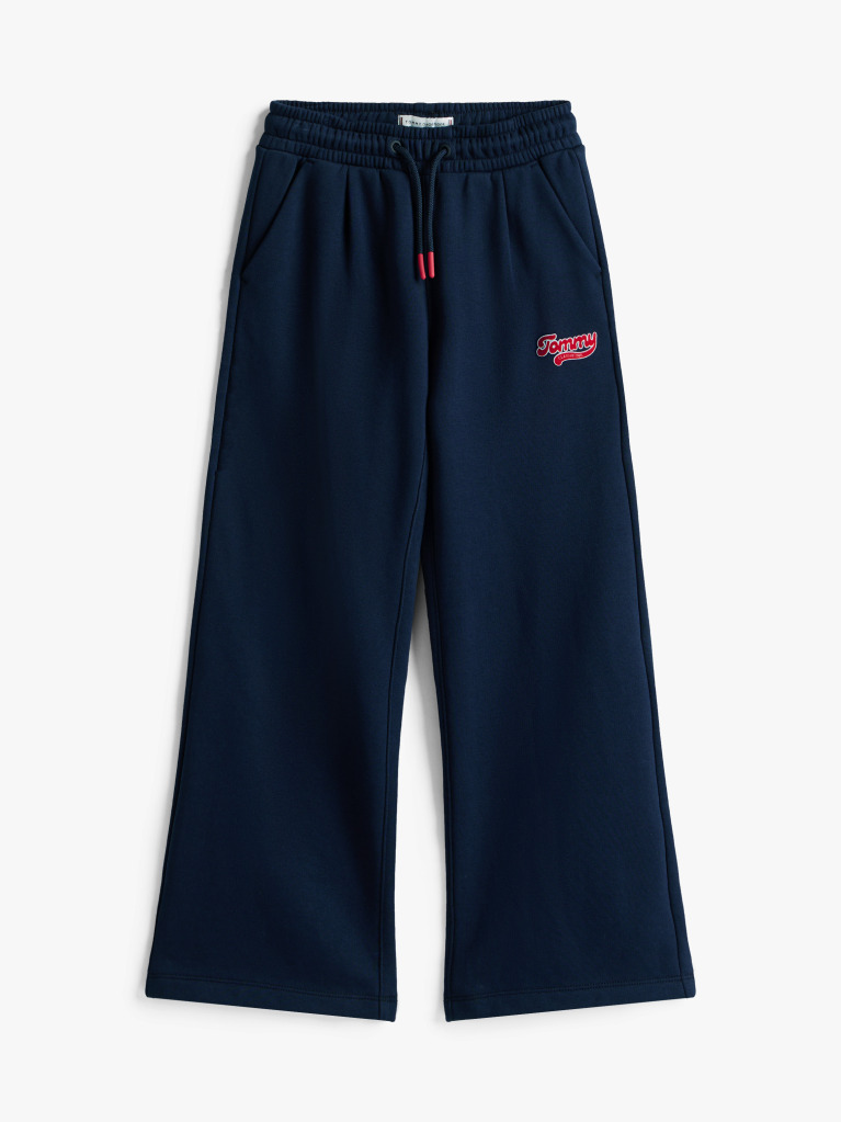 Blue Pantaloni Jogger Varsity Cu Croiala Larga Si Logo  Fete