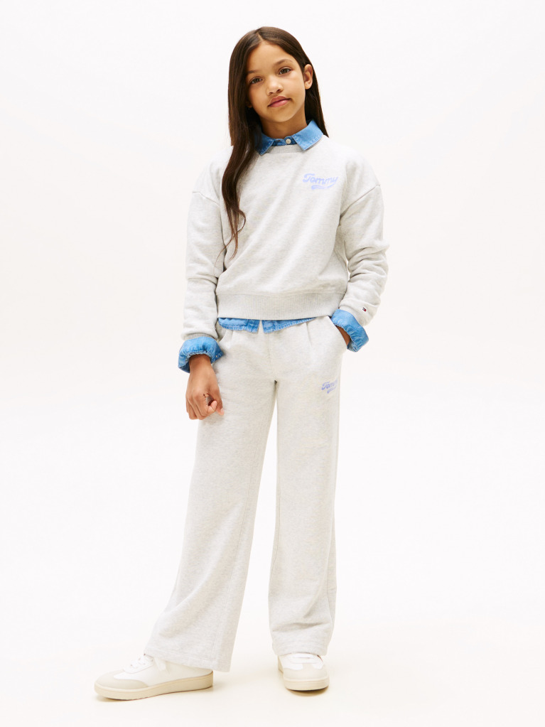 Gri Pantaloni Jogger Varsity Cu Croiala Larga Si Logo  Fete