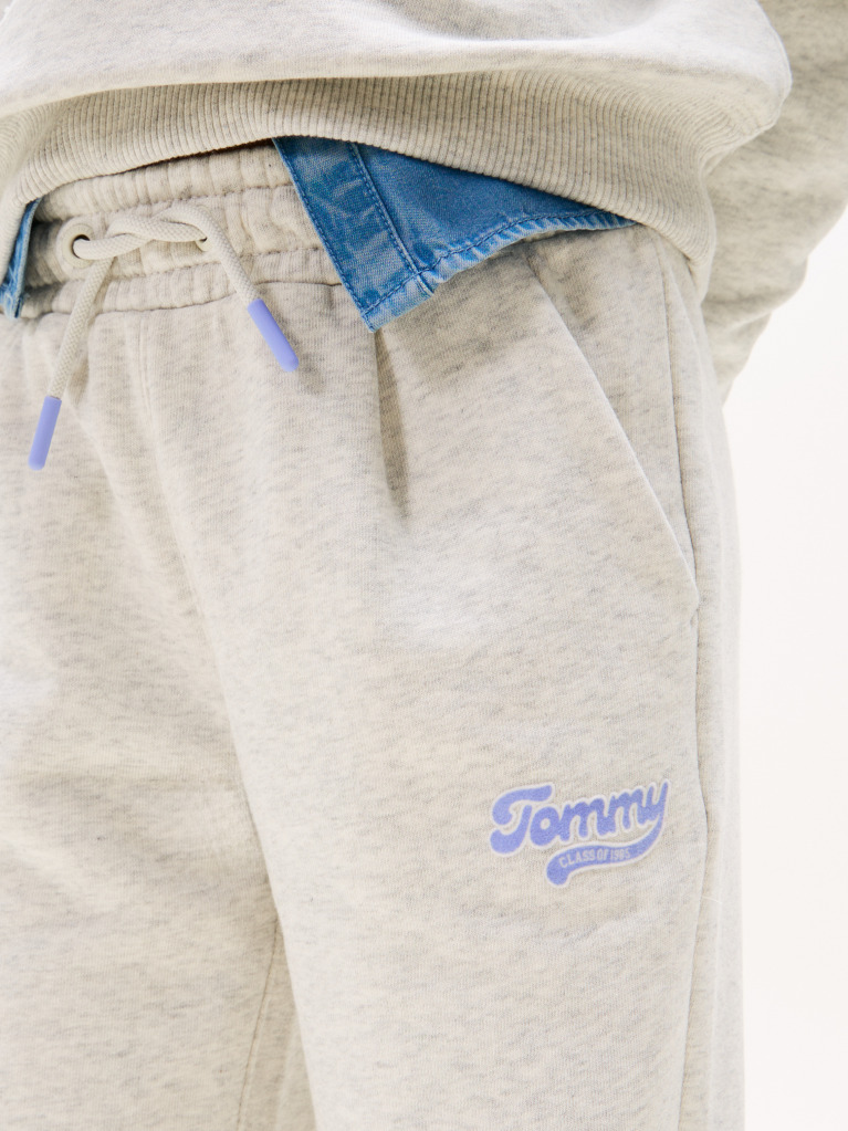 Gri Pantaloni Jogger Varsity Cu Croiala Larga Si Logo  Fete