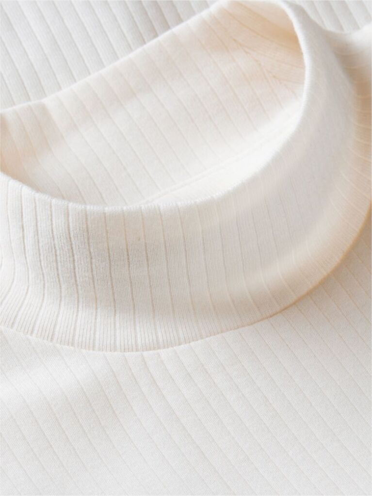 White Ribbed Extra Slim Mock Neck Top  Girls