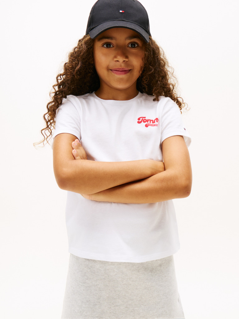 White Varsity Flock Logo Slim T-Shirt  Girls