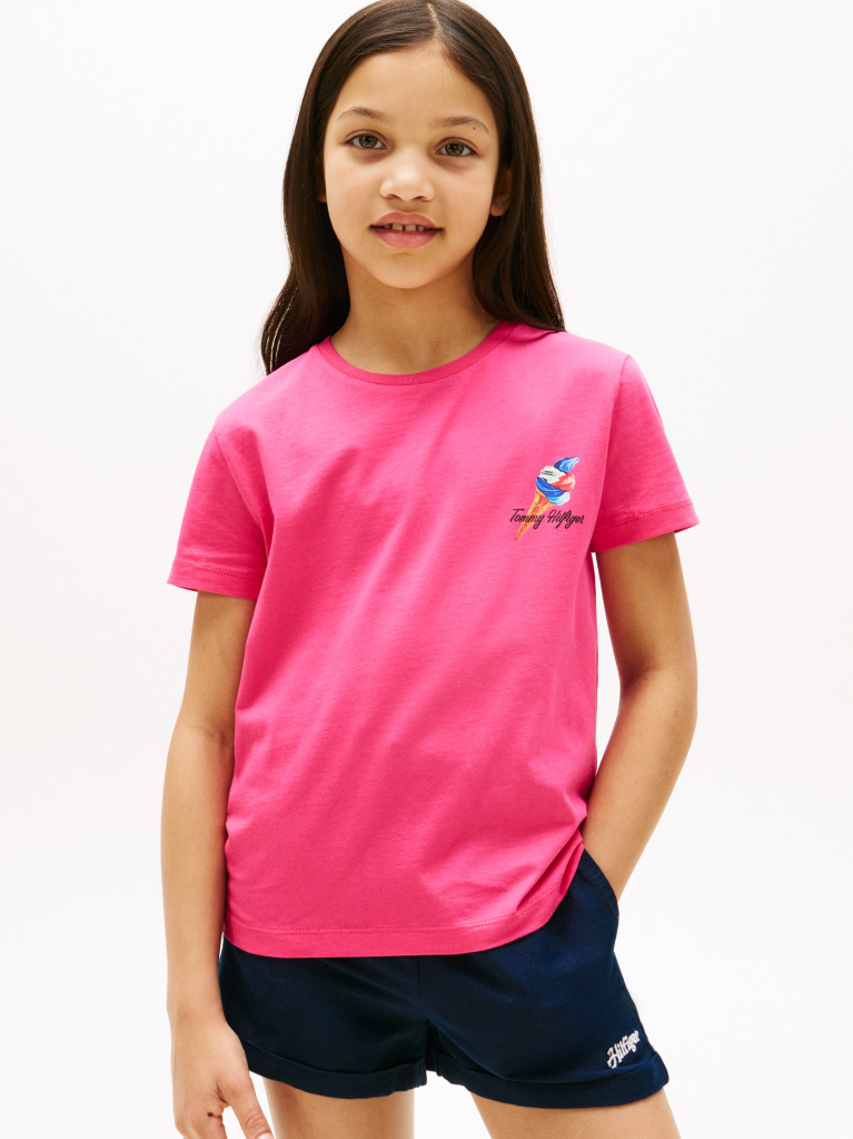 Roz Tricou Cu Grafica Pe Spate  Fete