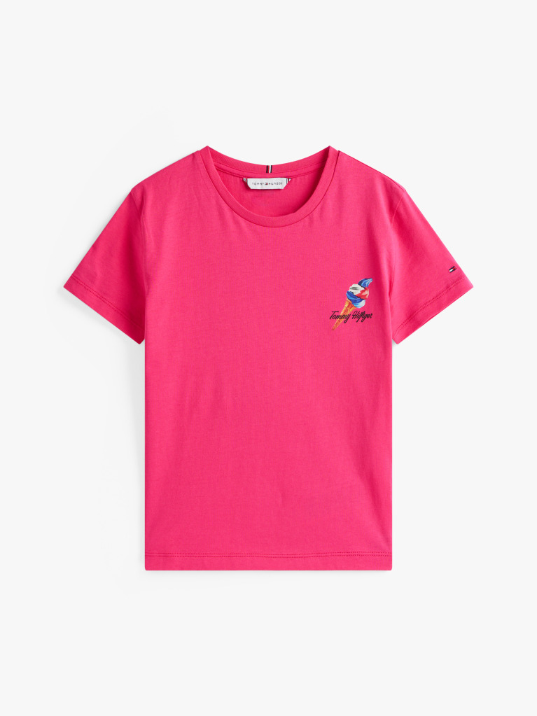 Roz Tricou Cu Grafica Pe Spate  Fete