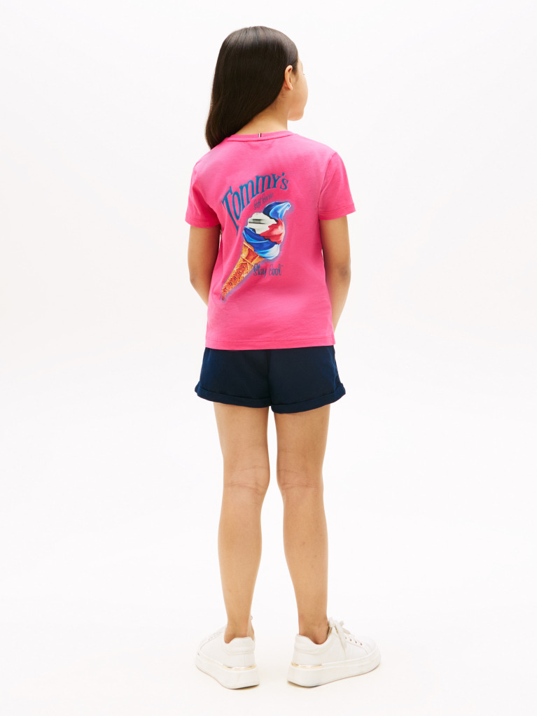 Roz Tricou Cu Grafica Pe Spate  Fete