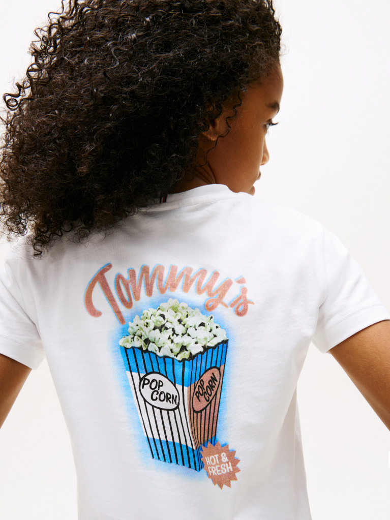 Alb Tricou Cu Grafica Pe Spate  Fete