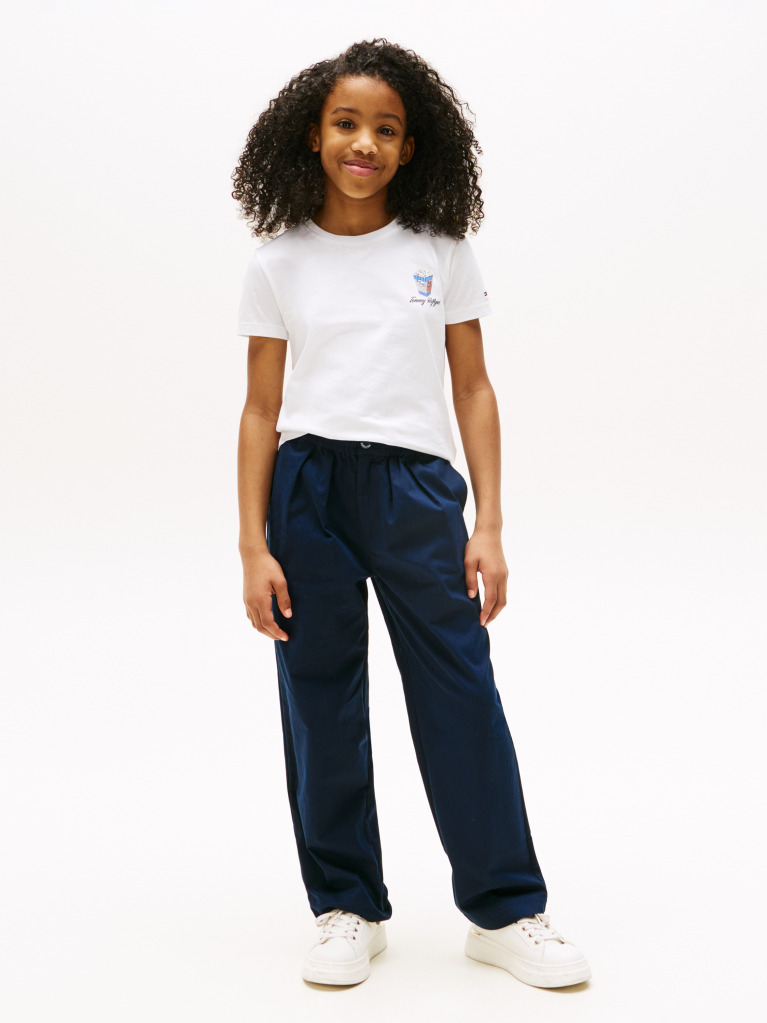 Alb Tricou Cu Grafica Pe Spate  Fete