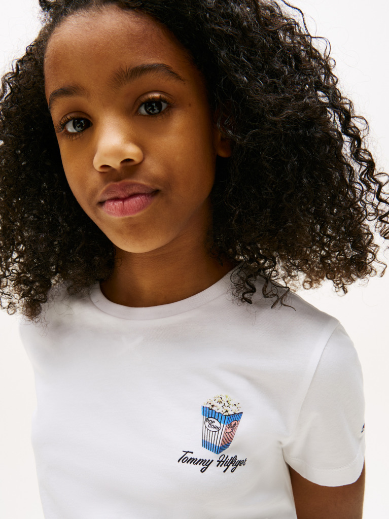 Alb Tricou Cu Grafica Pe Spate  Fete