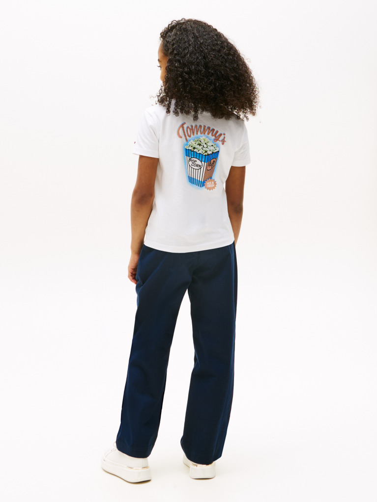Alb Tricou Cu Grafica Pe Spate  Fete