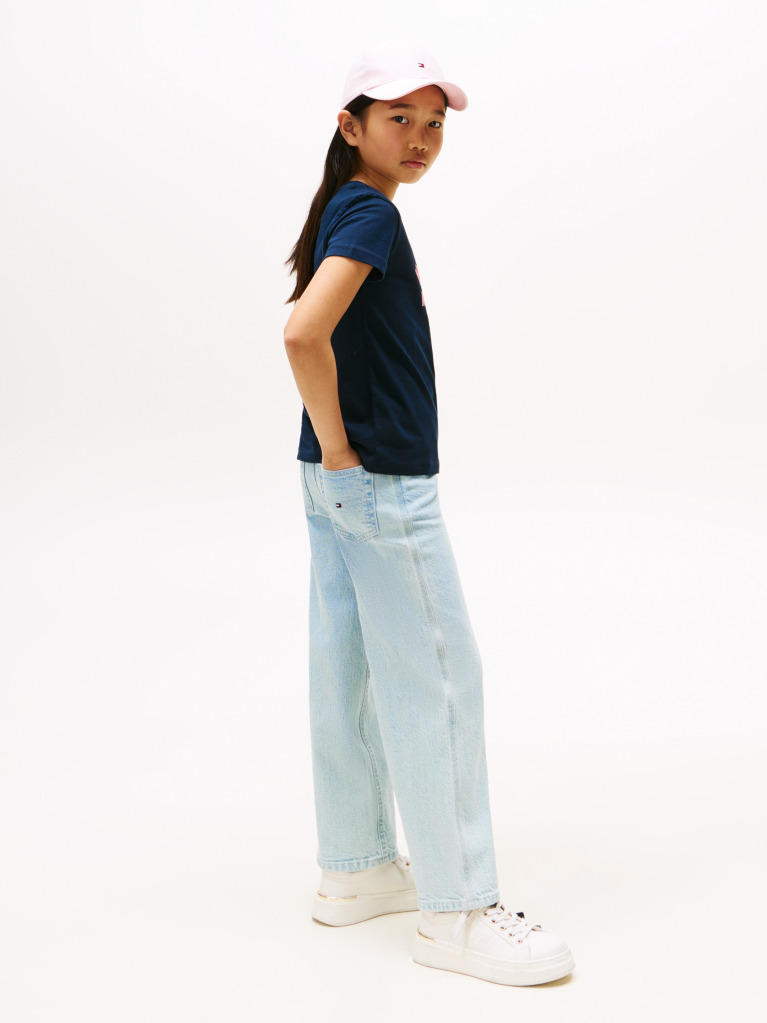 Blue Tricou Cu Logo NYC Curve Si Glitter  Fete