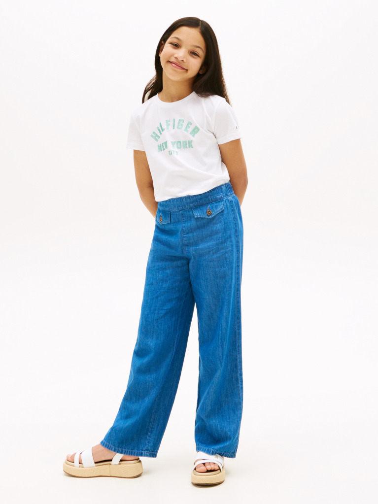Alb Tricou Cu Logo NYC Curve Si Glitter  Fete