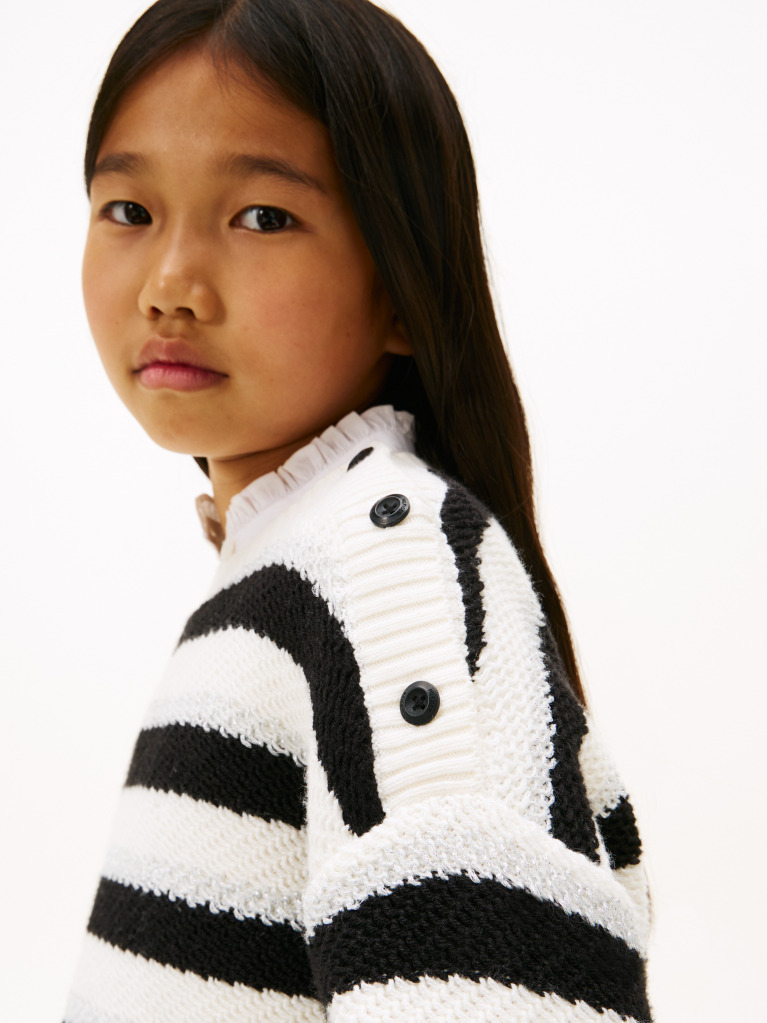 Multi Metallic Stripe Relaxed Jumper  Girls