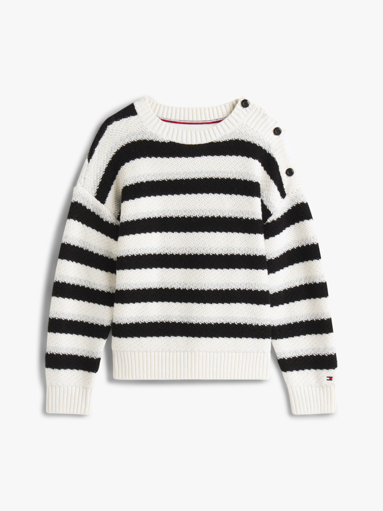 Multi Metallic Stripe Relaxed Jumper  Girls