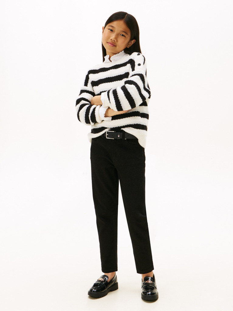 Multi Metallic Stripe Relaxed Jumper  Girls