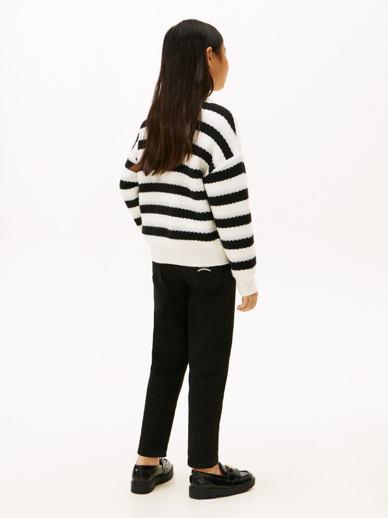 Multi Metallic Stripe Relaxed Jumper  Girls