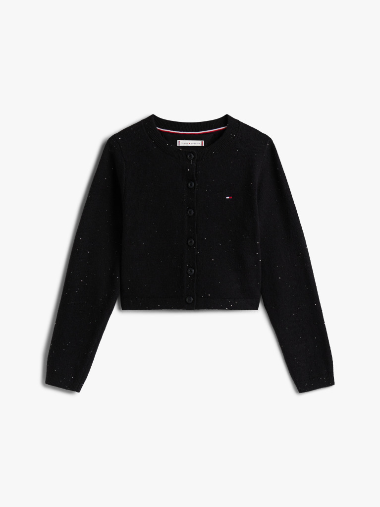 Negru Cardigan Slim Din Tricotaj  Fete