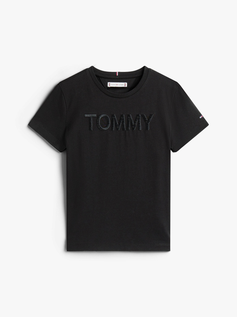 Negru Tommy Sequins Tricou Cu Maneci Scurte  Fete