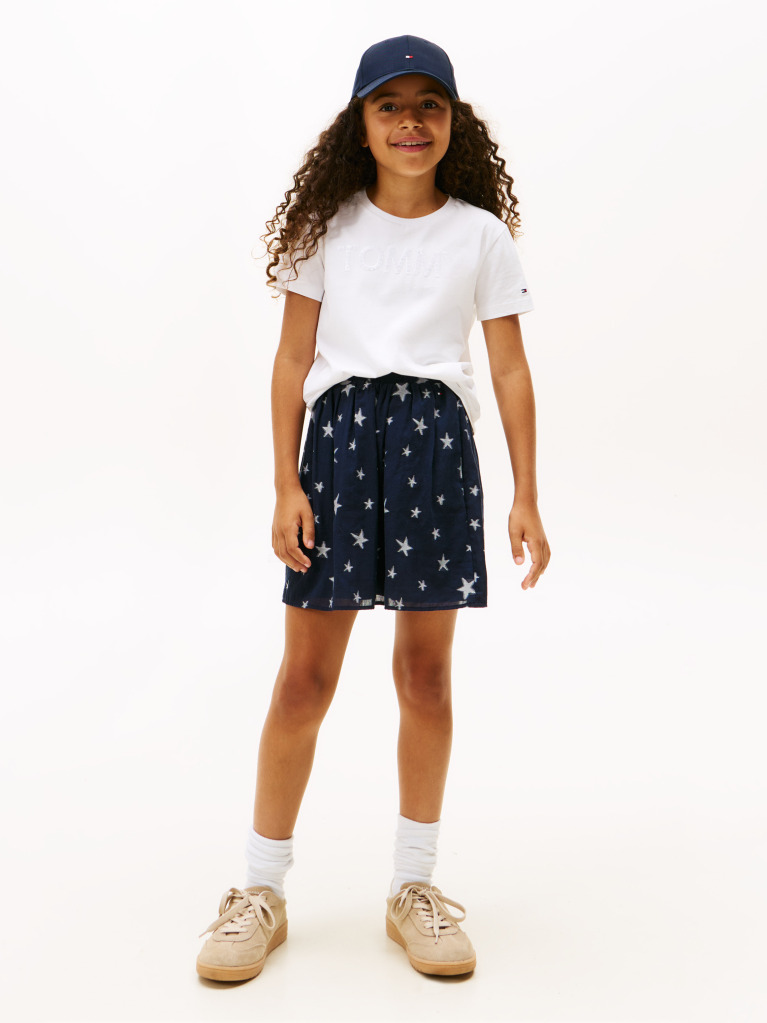 Alb Tommy Sequins Tricou Cu Maneci Scurte  Fete