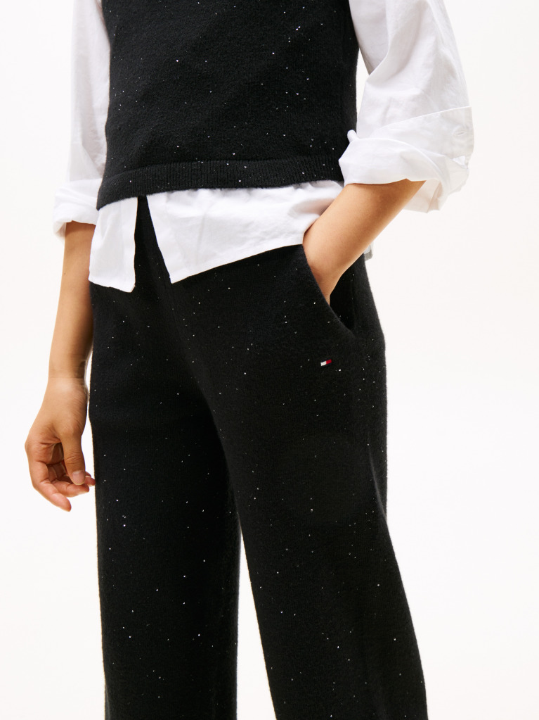 Negru Pantaloni Largi Cu Snur  Fete