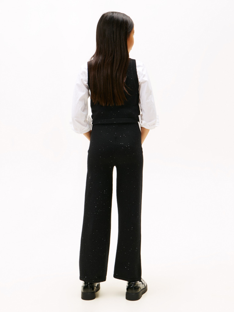 Negru Pantaloni Largi Cu Snur  Fete