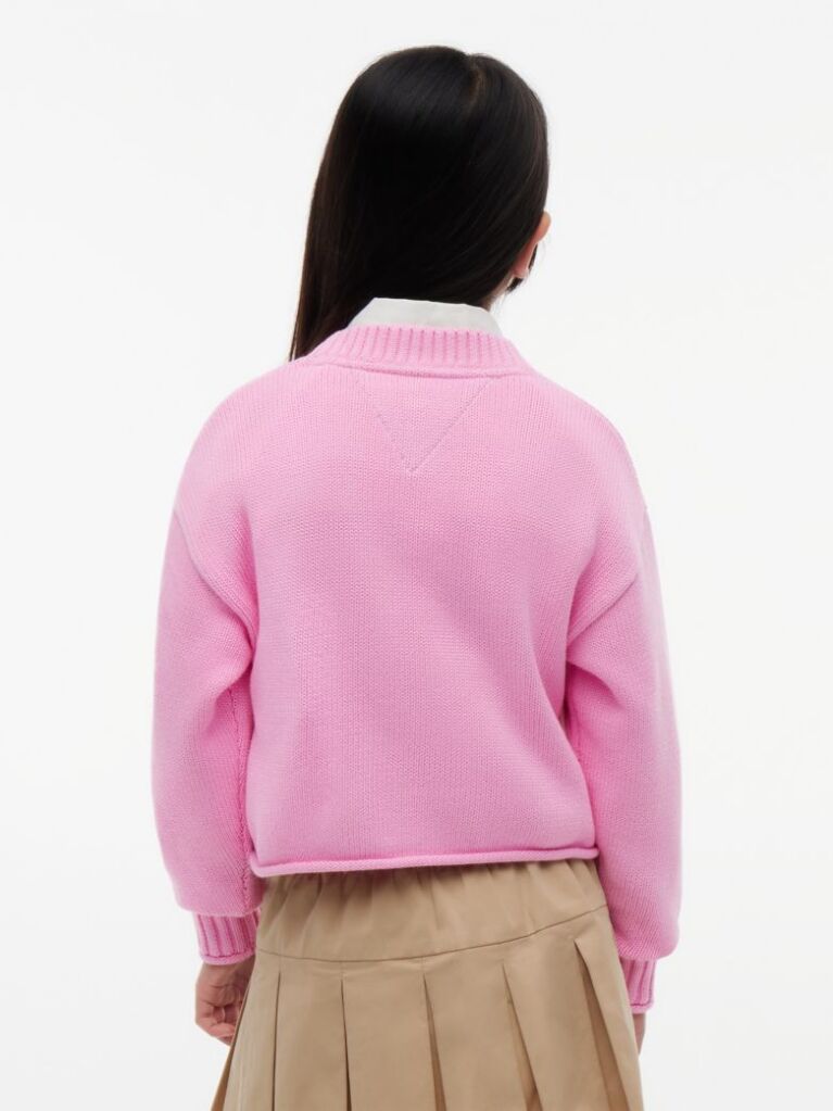 Pink Heritage Flag Rib-Knit Relaxed Jumper  Girls