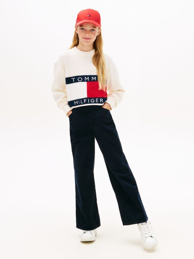 Bej Heritage Pulover Ribbed Cu Croiala Relaxed  Fete