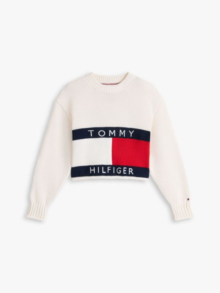 Bej Heritage Pulover Ribbed Cu Croiala Relaxed  Fete