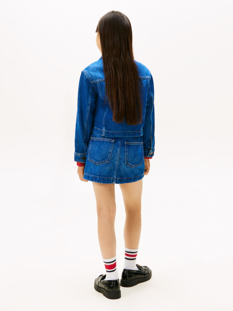 Blue Jacheta Din Denim Cu Fermoar Zip-Thru  Fete
