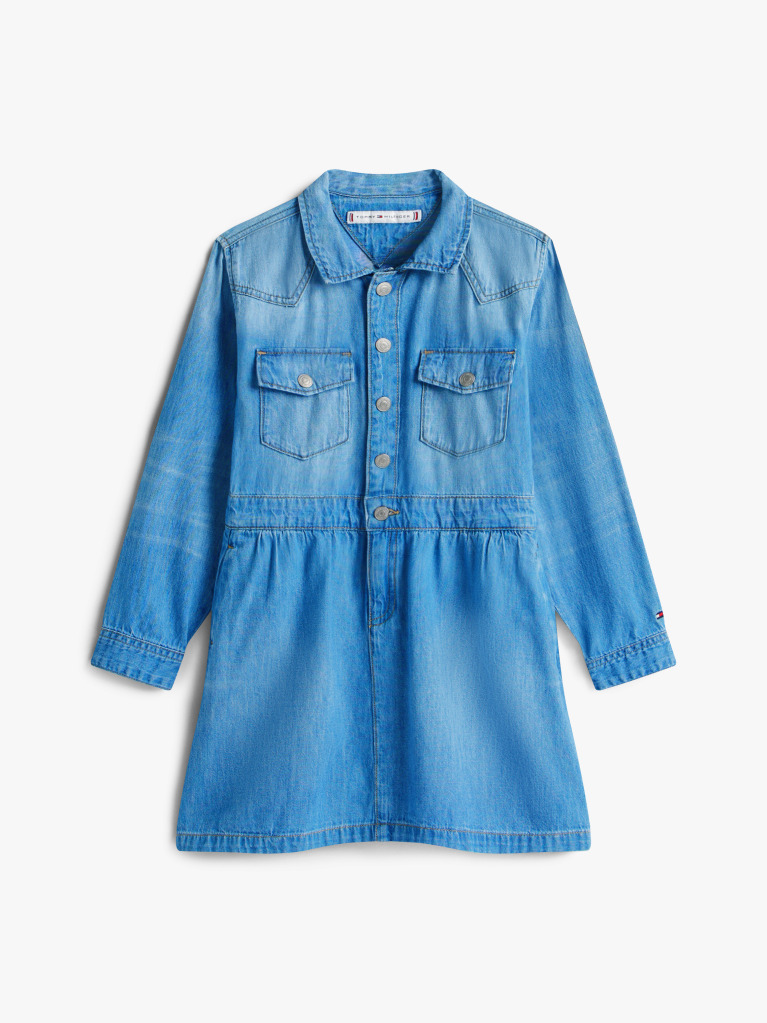 Blue Rochie Din Denim Cu Maneci Lungi  Fete