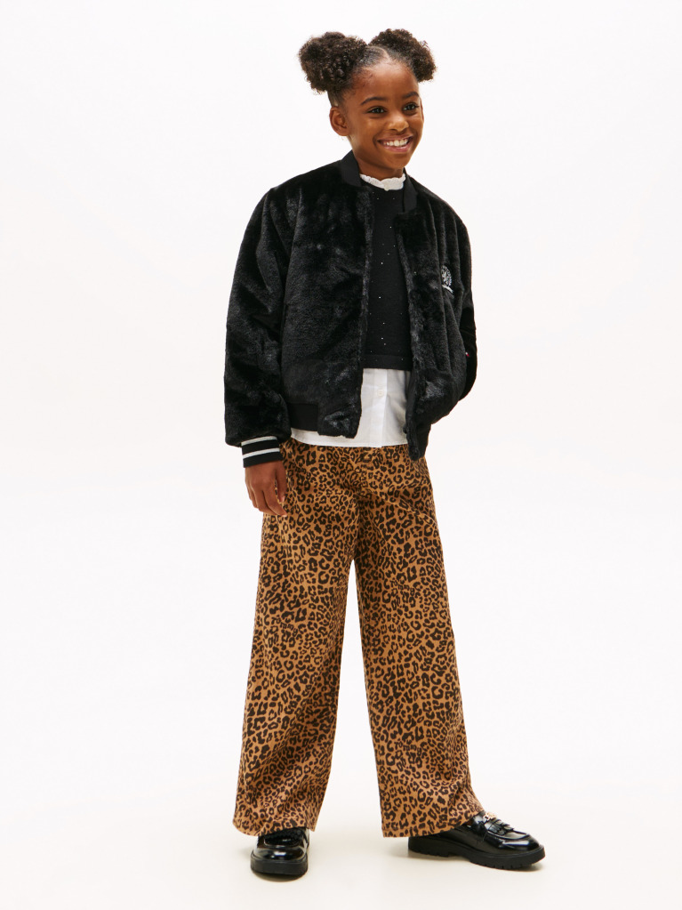 Multi Blugi Mabel Relaxati Cu Talie Inalta Si Print Leopard  Fete