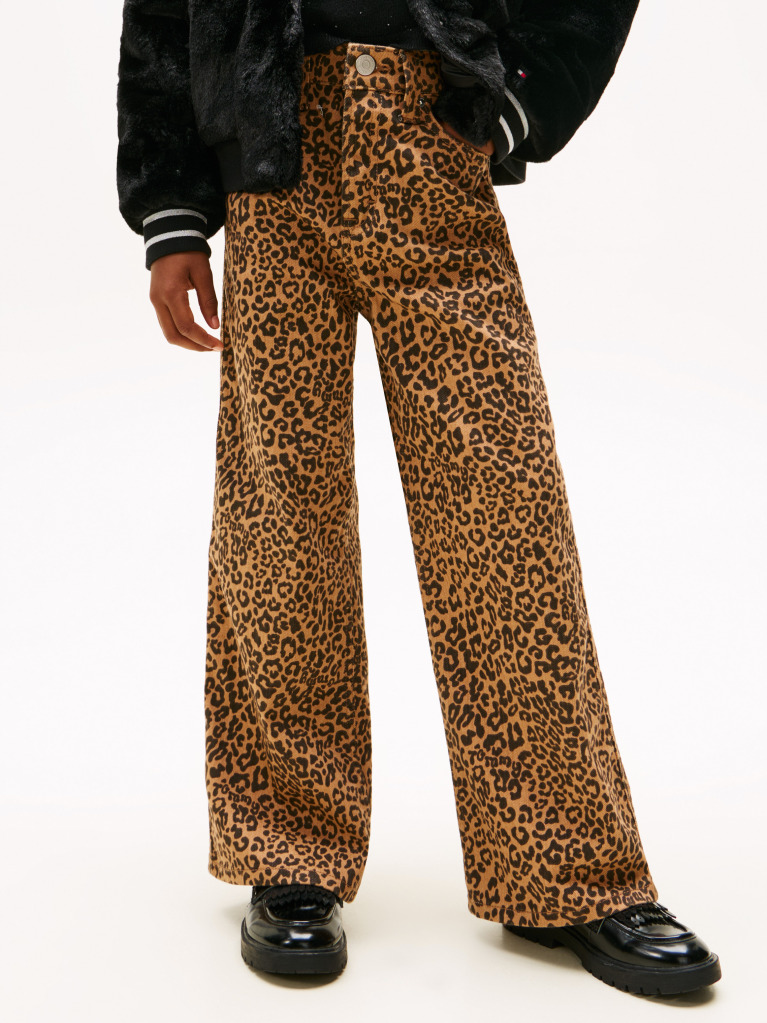 Multi Blugi Mabel Relaxati Cu Talie Inalta Si Print Leopard  Fete