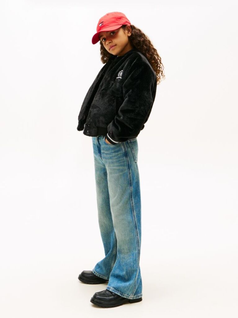 Black Faux Fur Relaxed Bomber Jacket  Girls