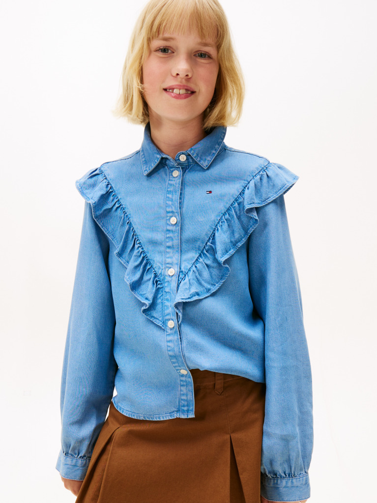 Denim Bluza Relaxata Cu Volane  Fete