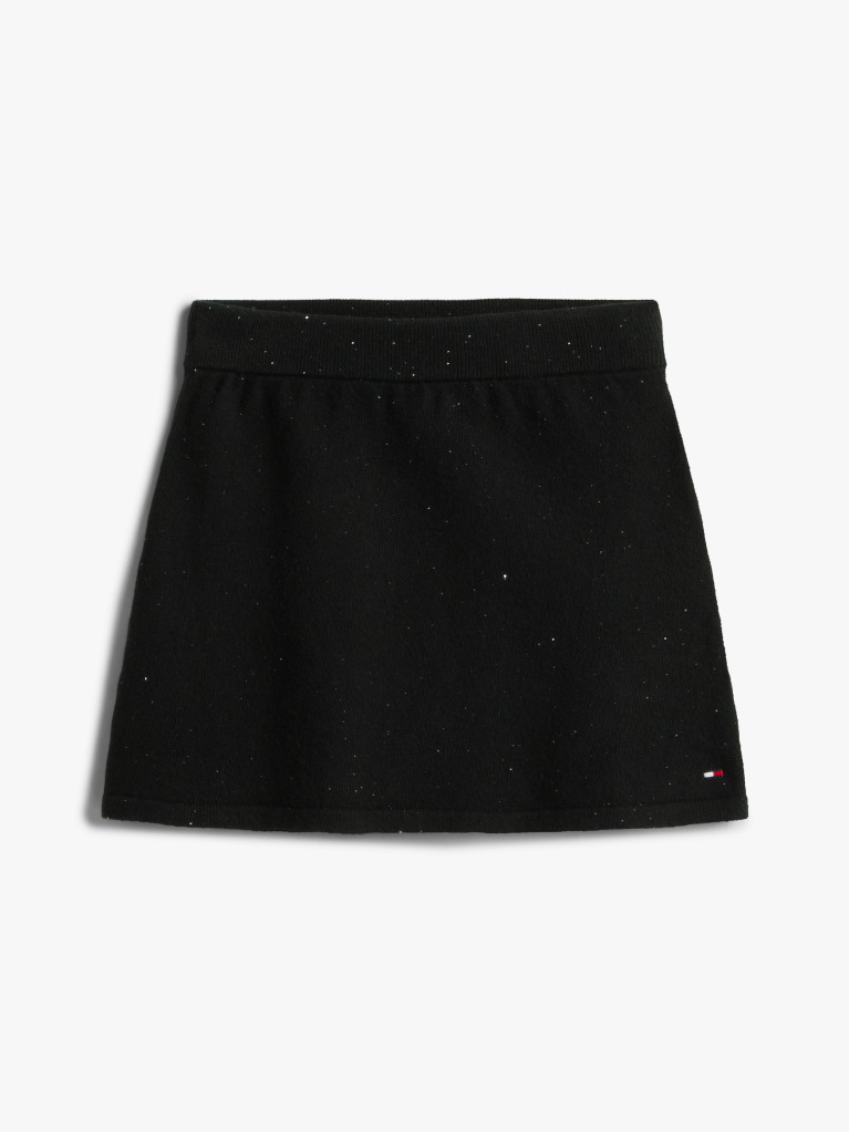 Negru Fusta Mini Tip A Din Tricotaj Cu Paiete  Fete