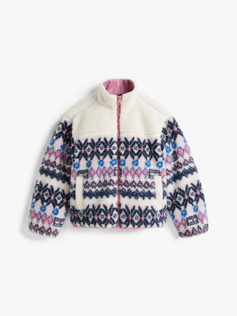 Beige Fairisle Teddy Jacket  Girls
