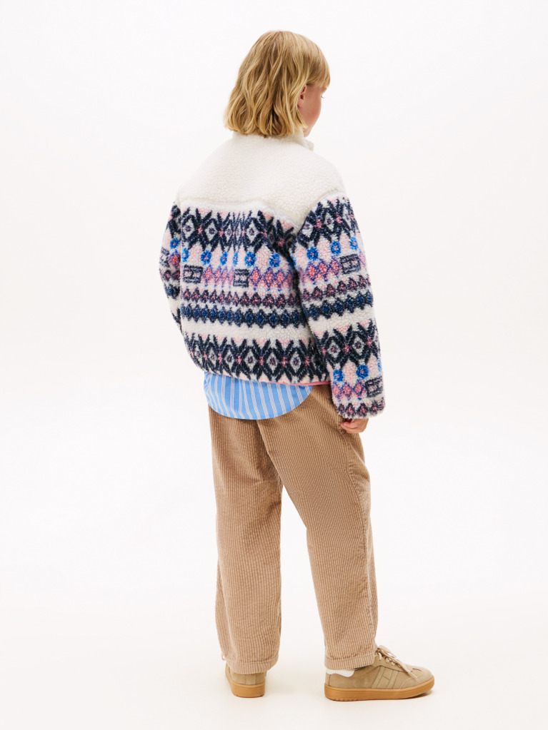 Beige Fairisle Teddy Jacket  Girls