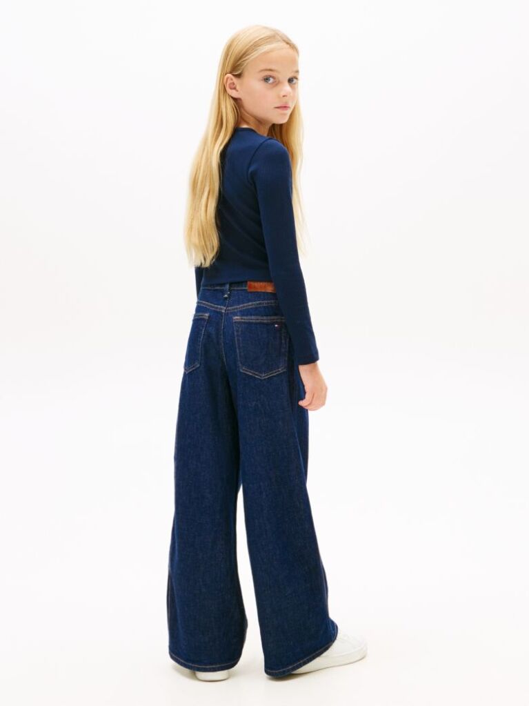Blue Tricou Slim Cu Guler Rotund Si Logo Metalic  Fete