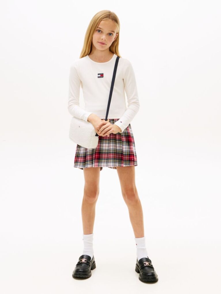 Alb Tricou Slim Cu Guler Rotund Si Logo Metalic  Fete