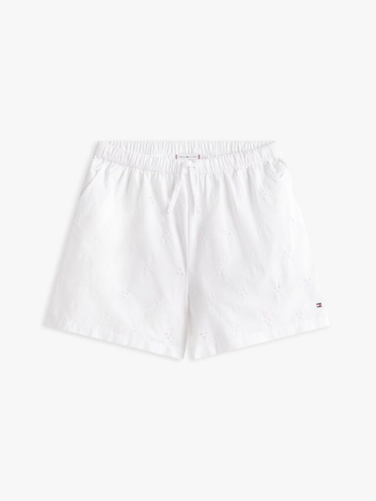 Alb Pantaloni Scurti Anglaise Cu Picior Larg Brodat  Fete