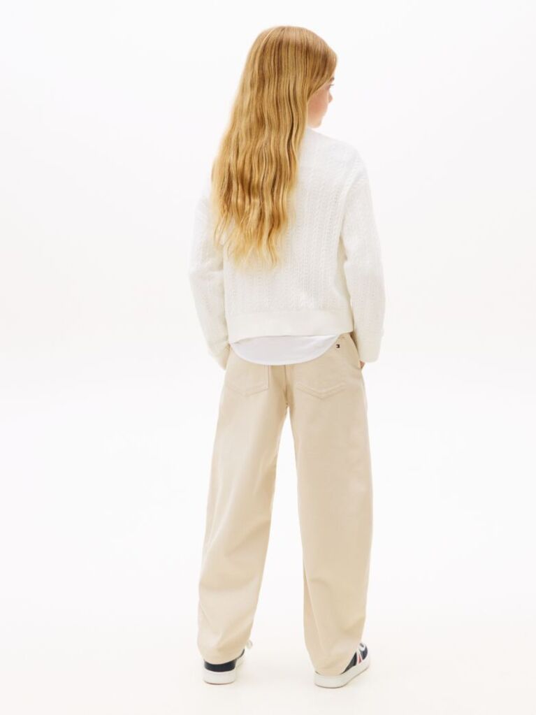 White Pointelle Cable Knit Relaxed Jumper  Girls