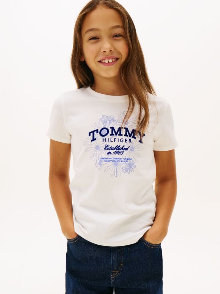 Alb Tricou Slim Cu Logo Floral  Fete