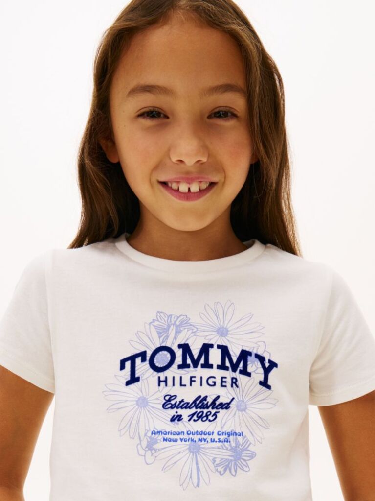 Alb Tricou Slim Cu Logo Floral  Fete