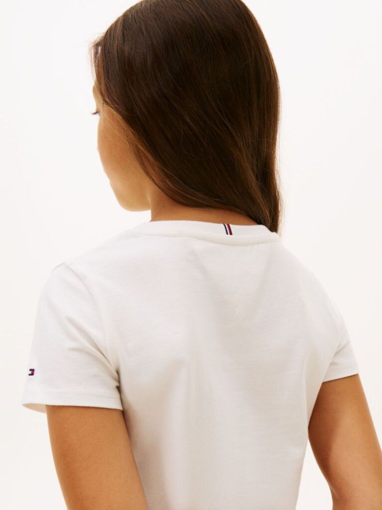 Alb Tricou Slim Cu Logo Floral  Fete