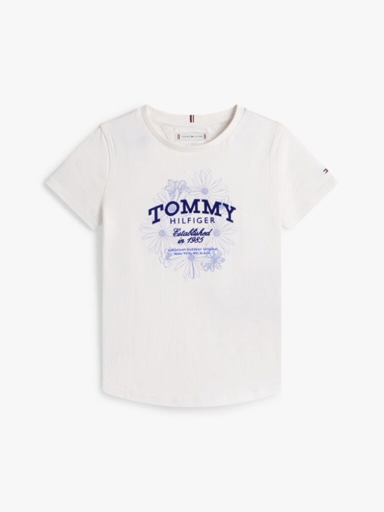 Alb Tricou Slim Cu Logo Floral  Fete