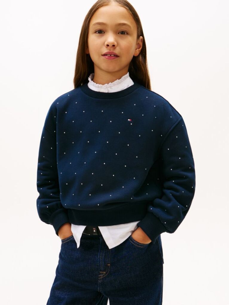 Blue Festive Stud Relaxed Fleece Sweatshirt  Girls