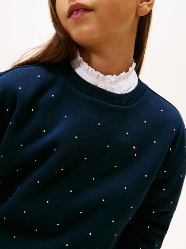 Blue Festive Stud Relaxed Fleece Sweatshirt  Girls