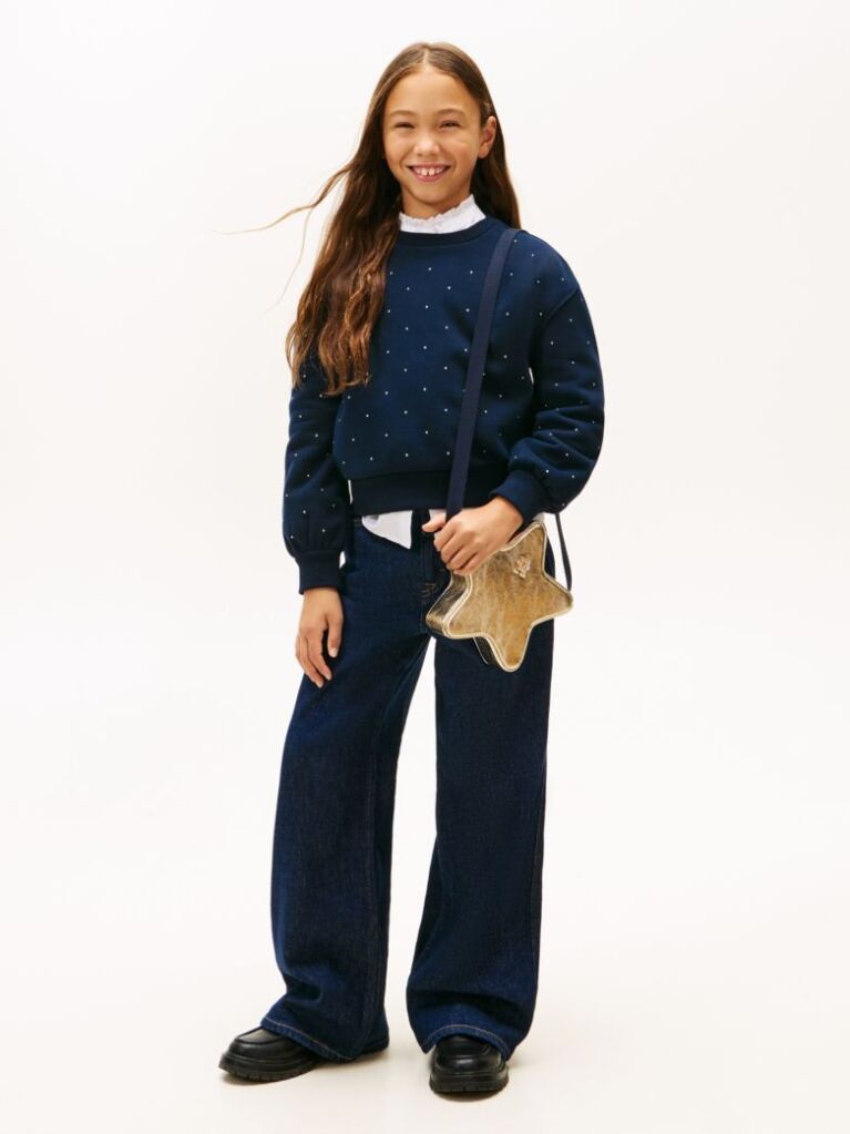 Blue Festive Stud Relaxed Fleece Sweatshirt  Girls