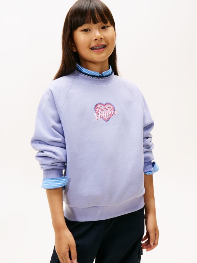 Purple Heart Logo Embroidery Sweatshirt  Girls