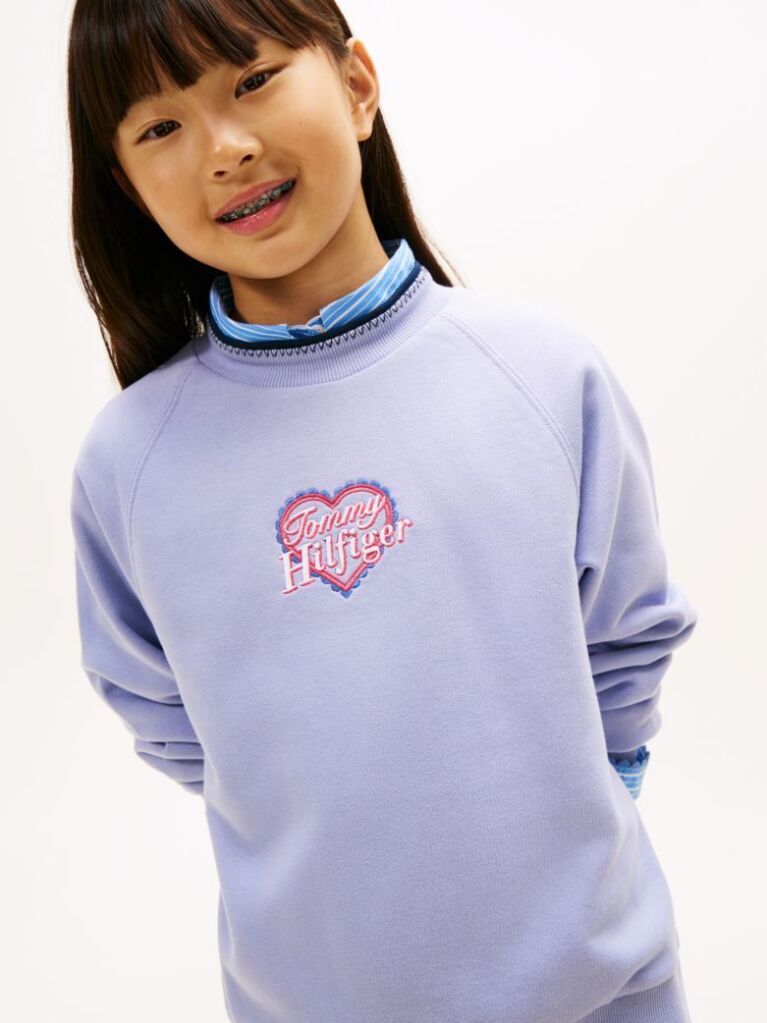 Purple Heart Logo Embroidery Sweatshirt  Girls