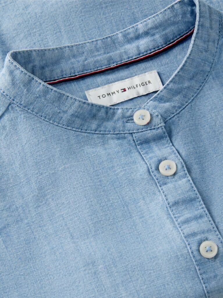 Denim Camasa din Chambray Cu Croiala Lejera Si Logo Brodat  Fete